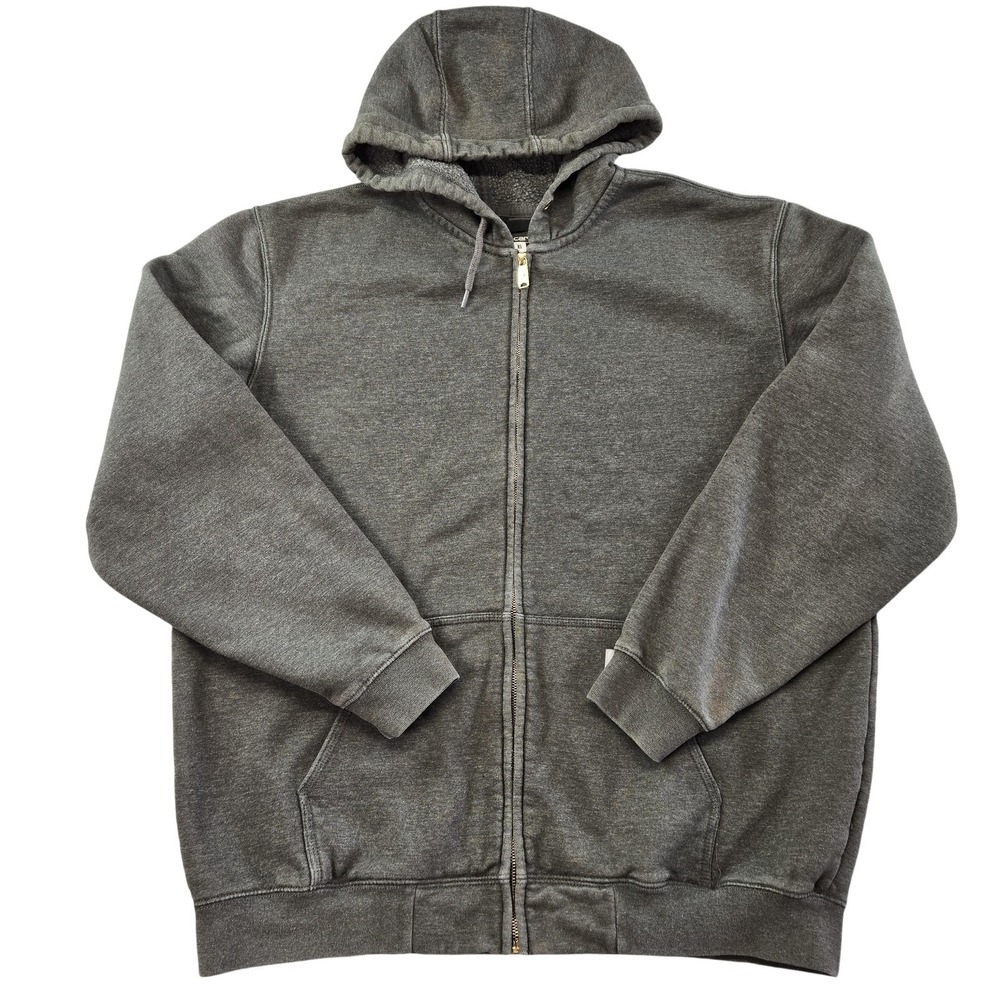 Carhartt Hoodie Mens XL Gray Full Zip Heavyweight Hooded Lined Pockets